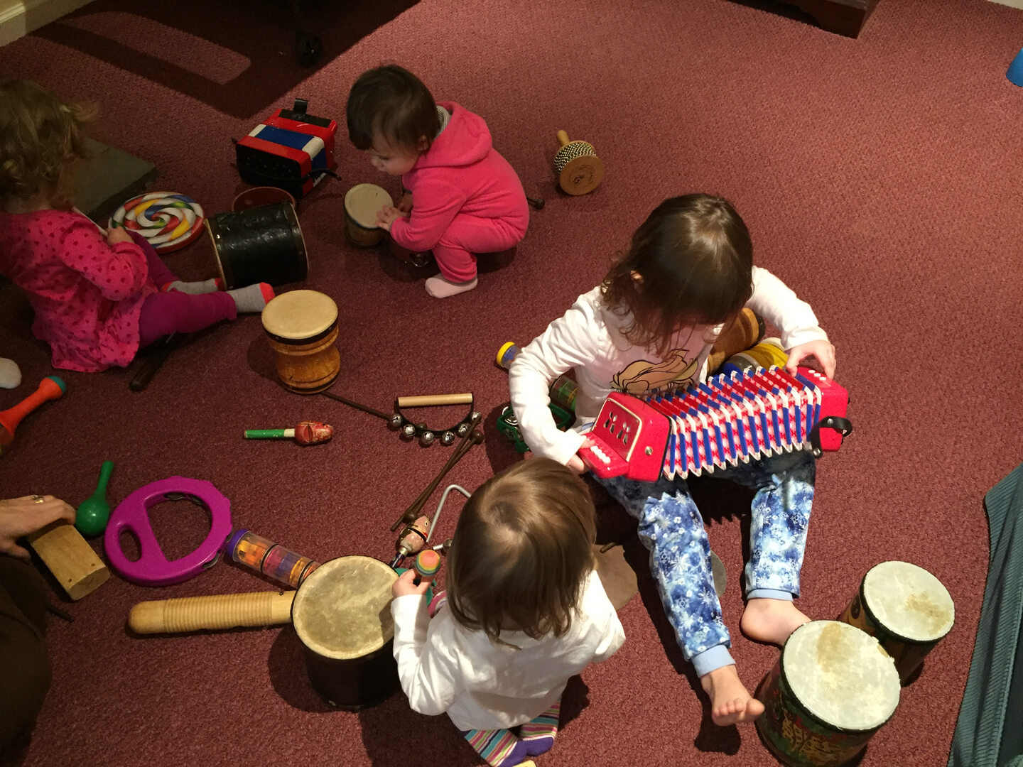 Children playing with musical instruments
